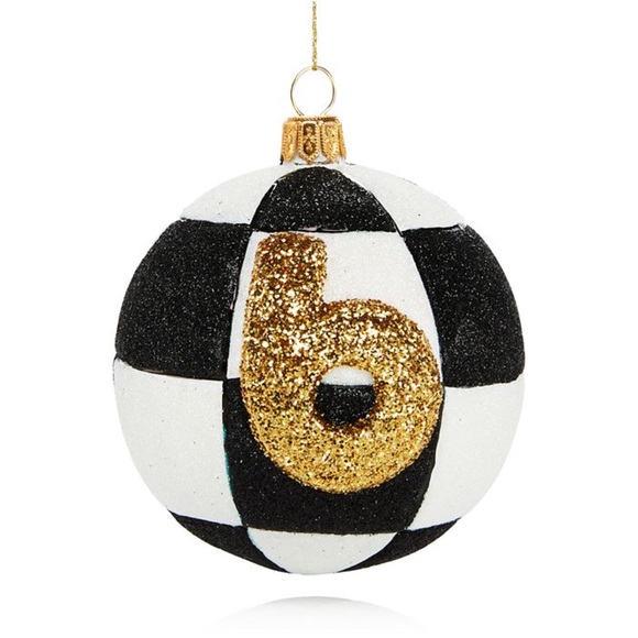 *NEW* BLOOMINGDALES EXCLUSIVE BLACK AND WHITE GLITTER BALL ORNAMENT - Picture 1 of 8